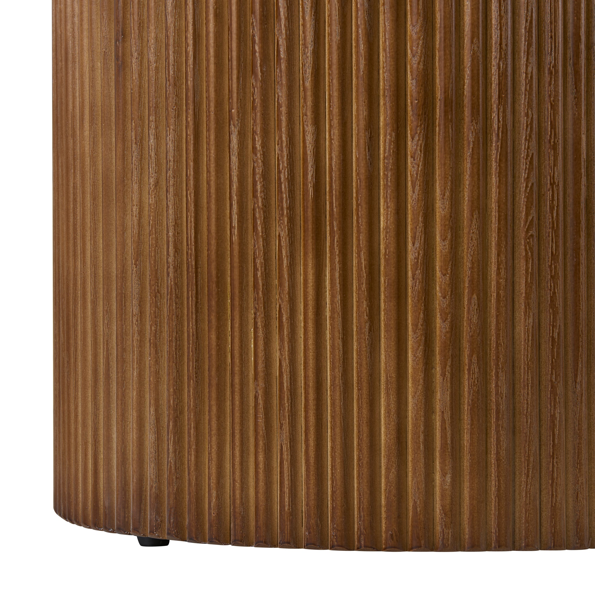 Close-up of the fluted wooden surface  on a white background