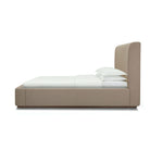 Side view of the Lunelle Velvet Bed in Tan.