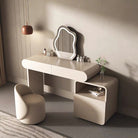 Luxury vanity set styled with dimmable mirror, cabinet and curved stool
