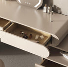 Open vanity drawer showing divided makeup storage