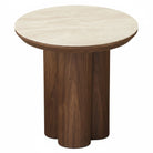 Wooden side table on a white background