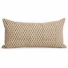 Maren natural and mahogany hand-block print lumbar cushion, 12 by 22 inches