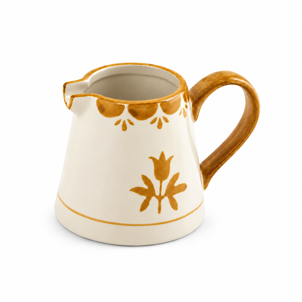 Maribel ivory porcelain milk jug with hand-painted warm brown floral details