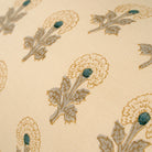 Close-up of floral patterned fabric with beige background