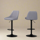 Front and back views of grey Mason Adjustable Swivel Bar Stools