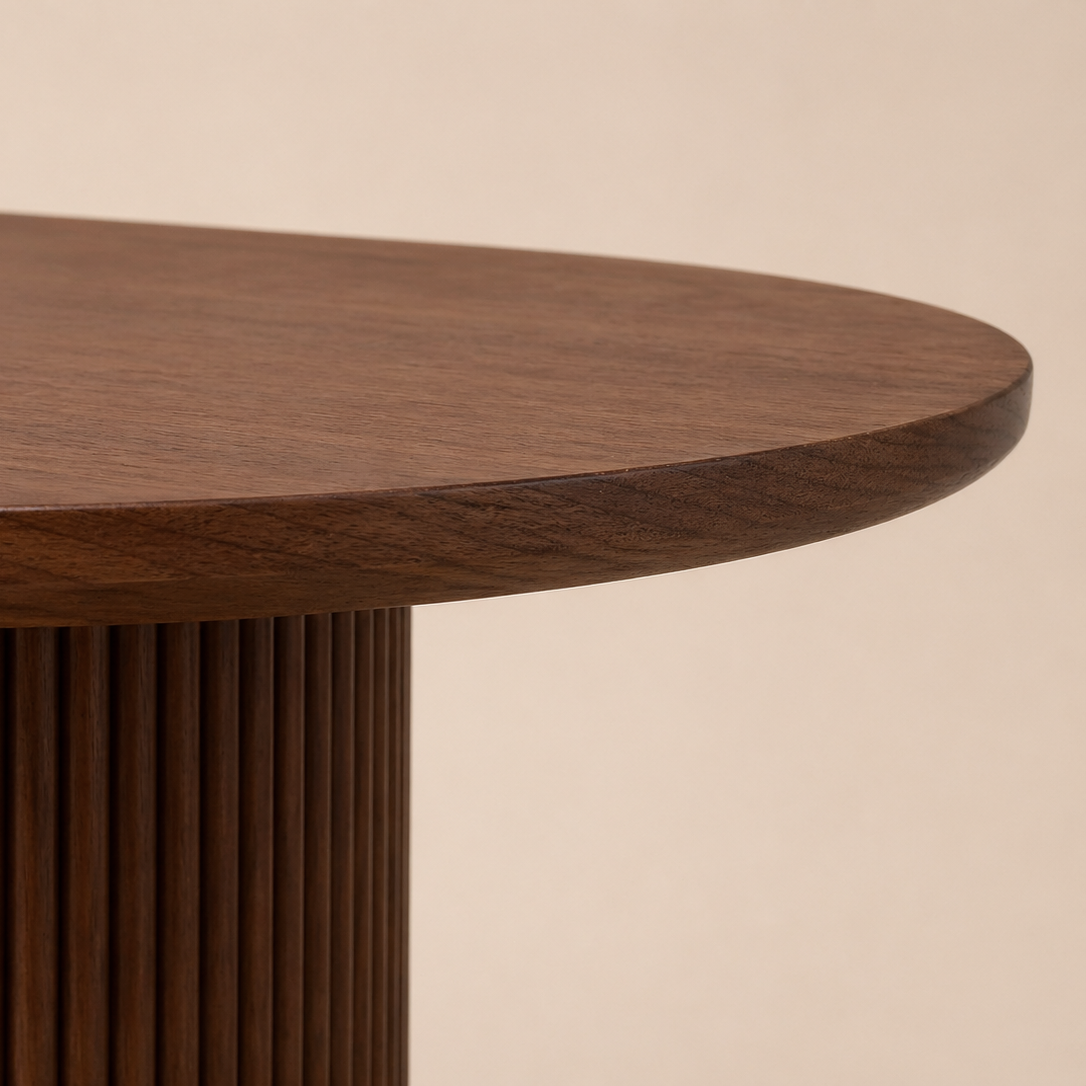 Wooden table with a beige background