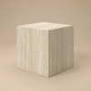Mono Travertine-Look Square Side Table