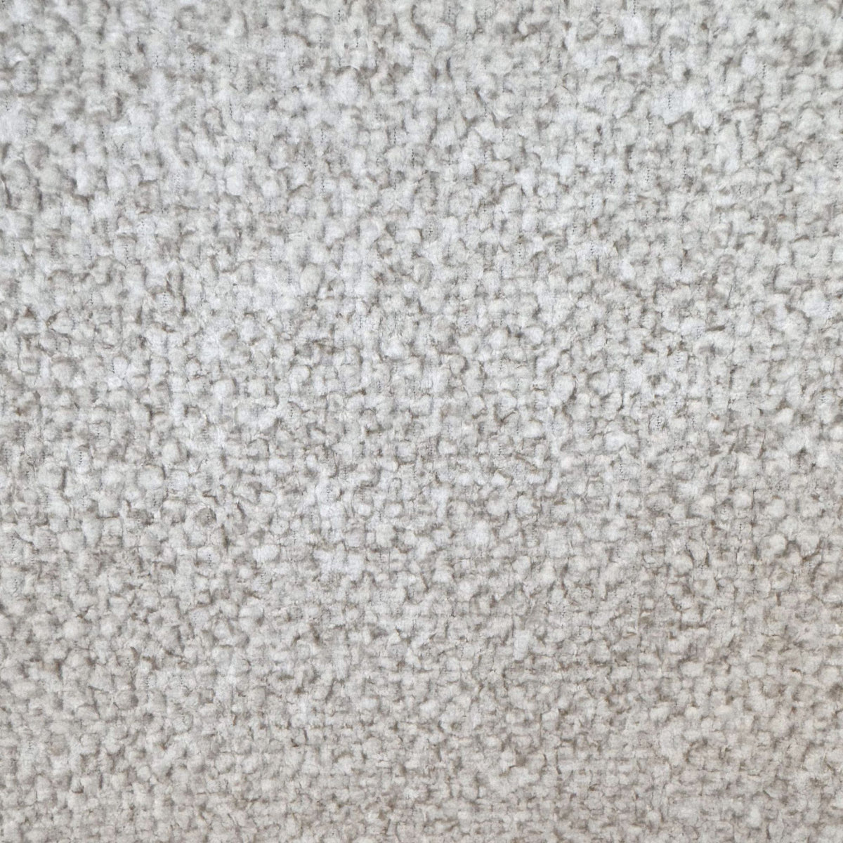 Macro close-up of the soft, speckled beige textured bouclé fabric on the Myla dining chair