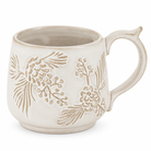 Noelle Pinecone Ceramic Mug in ecru and beige
