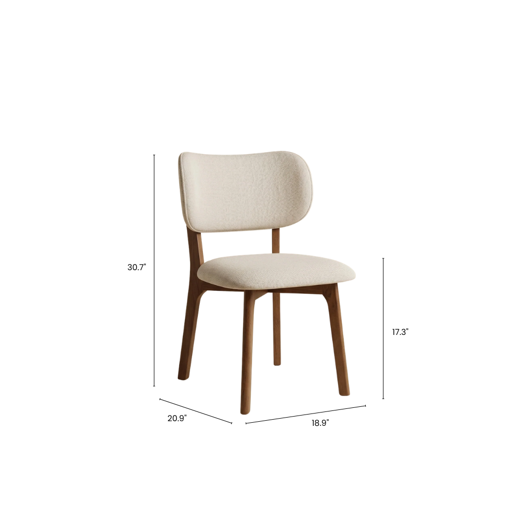 Nolan Linen Ash Wood Dining Chair dimensions and measurements