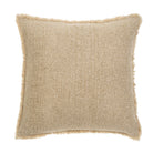 Full front view of the square Nubia bouclé pillow featuring a decorative fringed edge.