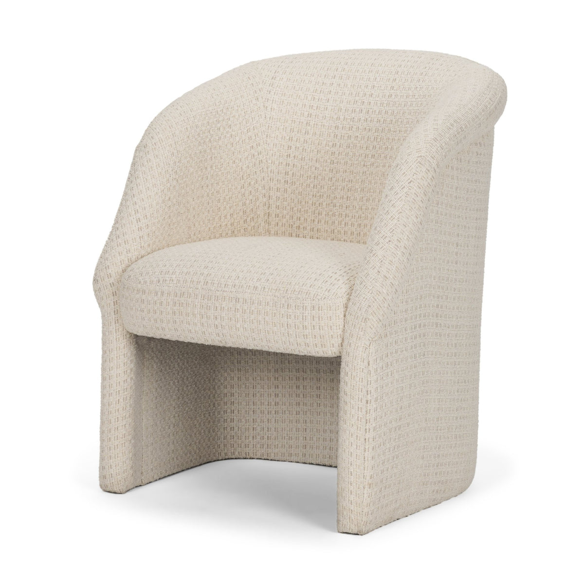 Angled view of the Octavia cream upholstered dining armchair