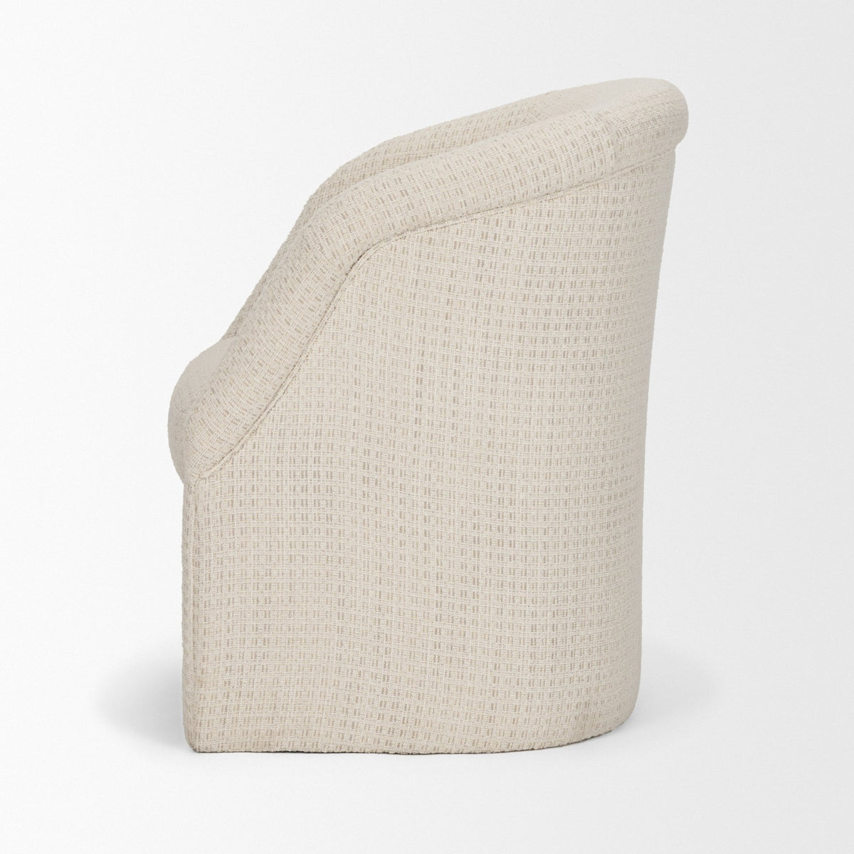 Rear angled view of the Octavia cream upholstered dining armchair