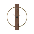 Rear view of the Orvella wall clock showing its walnut wood panel, clock mechanism, and hanging attachment.