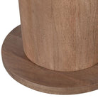 Close-up of a wooden pedestal with a round base on a white background