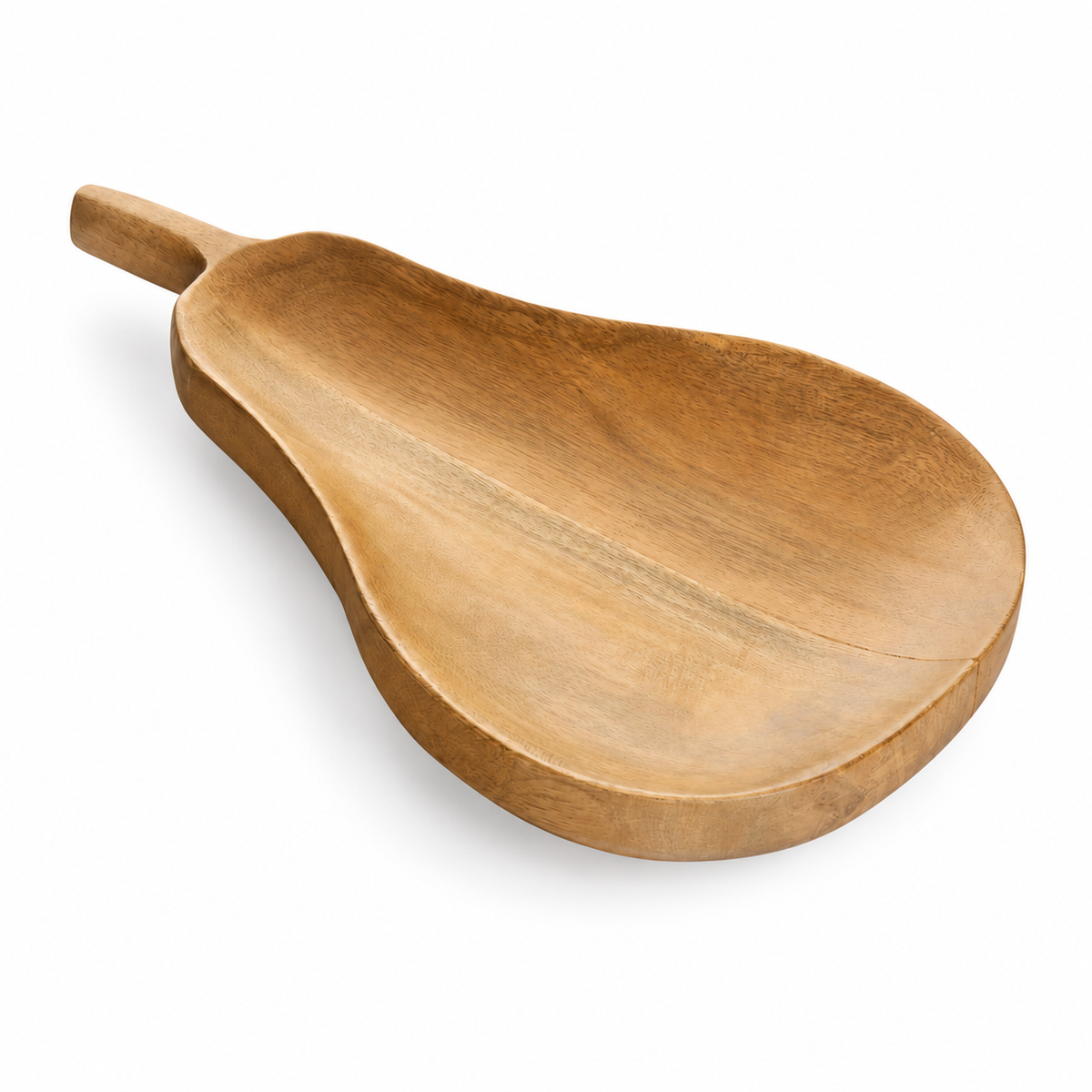 Pera pear-shaped tray carved from natural mango wood