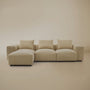 Sectional with ottoman Beige plush corduroy modular sofa in a studio background