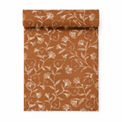 Poire cinnamon brown cotton table runner with an ecru botanical pear print