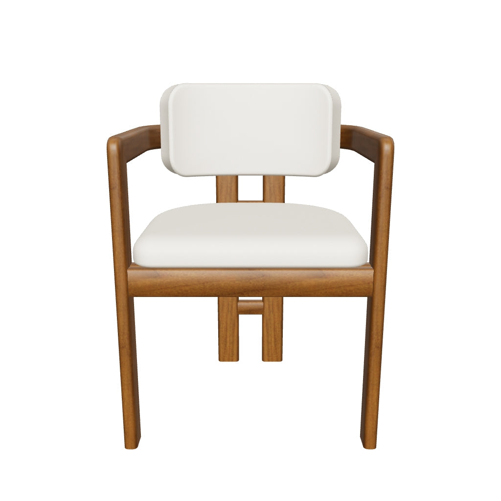 3D model of the Amica Linen Ash Wood Dining Chair in beige linen with a walnut-finished ash frame