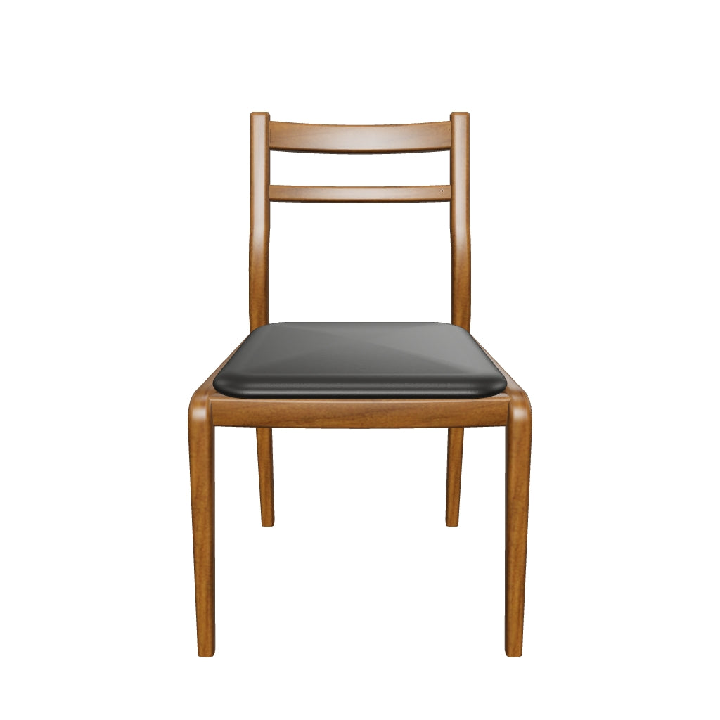 3D model of the Aspen Classic Dining Chair with a black microfiber leather seat and walnut-finished ash frame