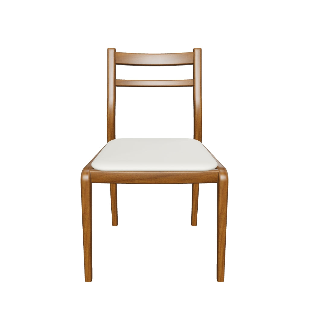3D model of the Aspen Classic Dining Chair with a cream microfiber leather seat and walnut-finished ash frame