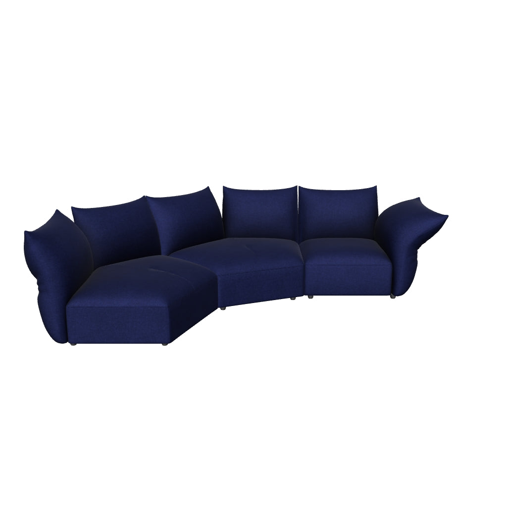 3D model of the Blooming Embrace Modular Sofa, Combo A, 342 cm wide, in Serenity Blue chenille