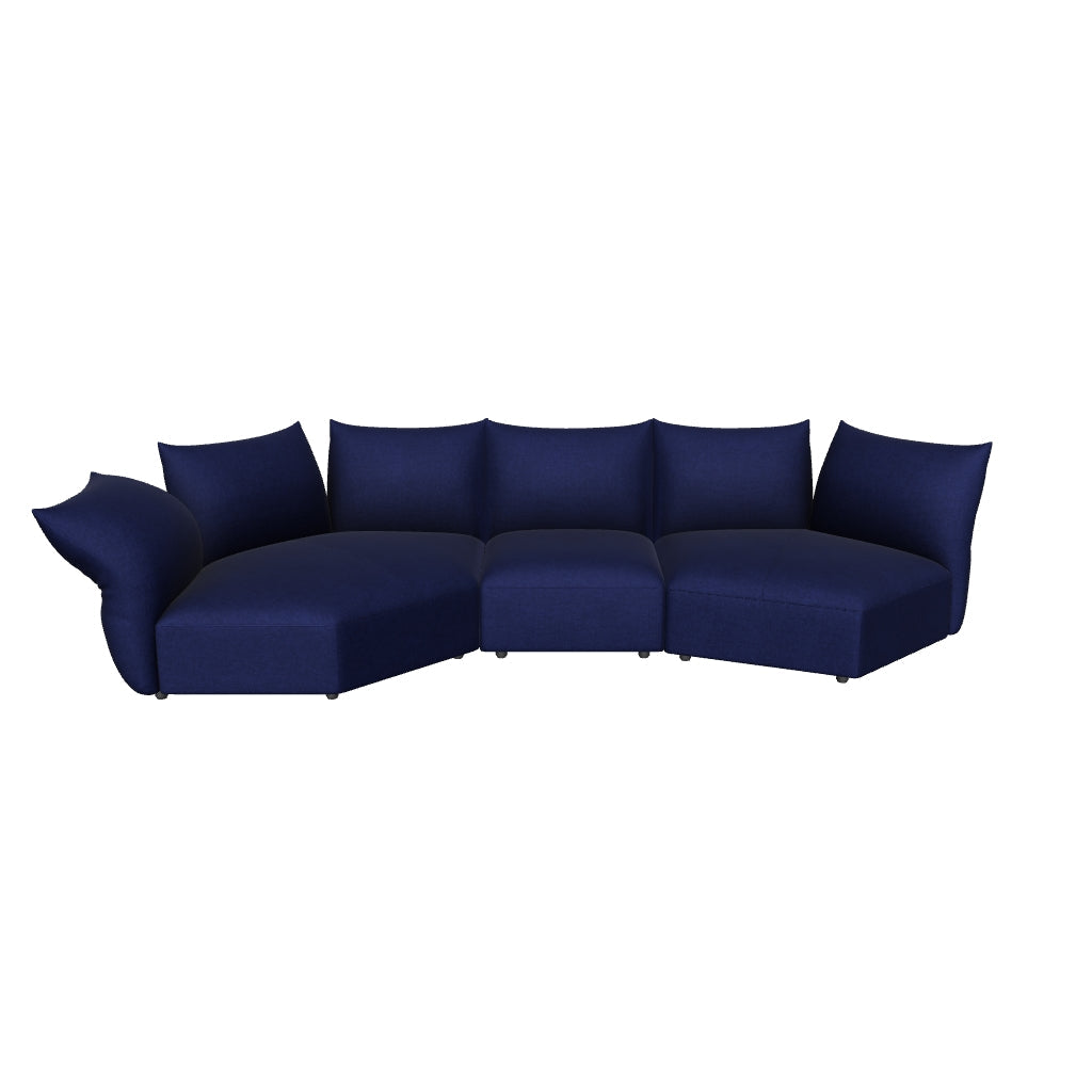 3D model of the Blooming Embrace Modular Sofa, Combo B, 399 cm wide, in Serenity Blue chenille