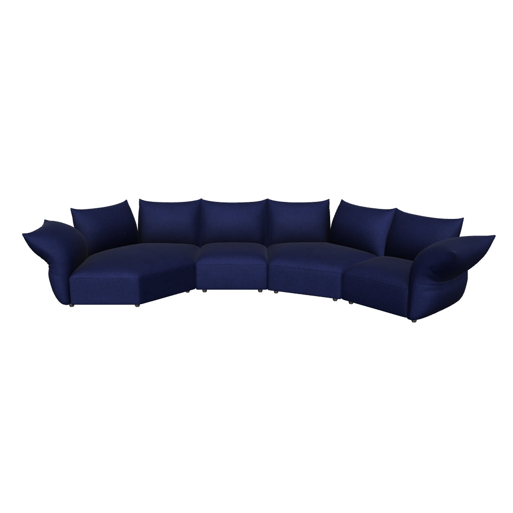 3D model of the Blooming Embrace Modular Sofa, Combo C, 477 cm wide, in Serenity Blue chenille
