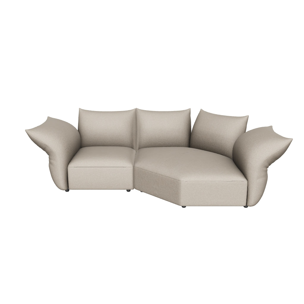 3D model of the Blooming Embrace Modular Sofa, Large Chaise with One Seater, 296 cm wide, in Pearl White chenille