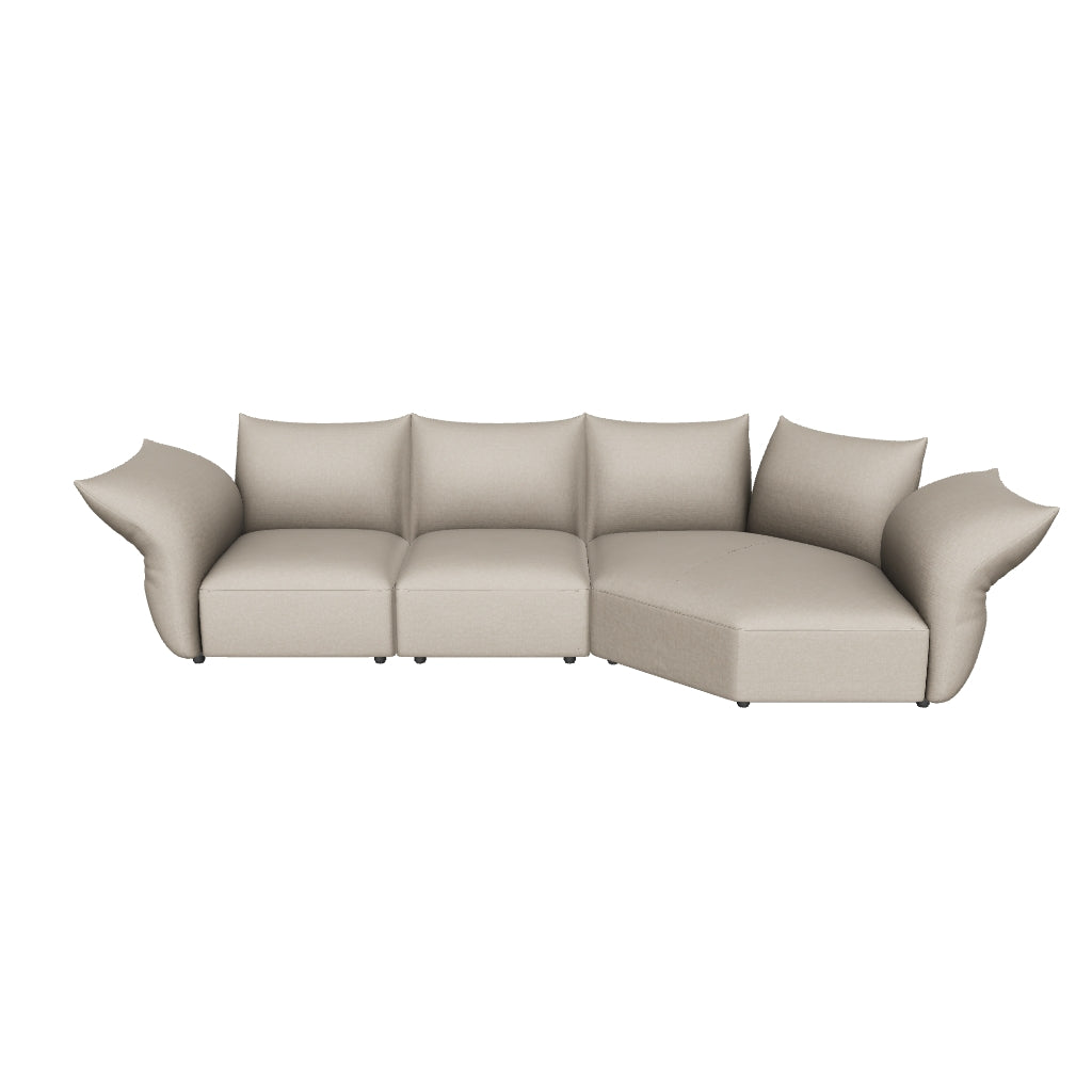 3D model of the Blooming Embrace Modular Sofa, Large Chaise with Two Seater, 377 cm wide, in Pearl White chenille
