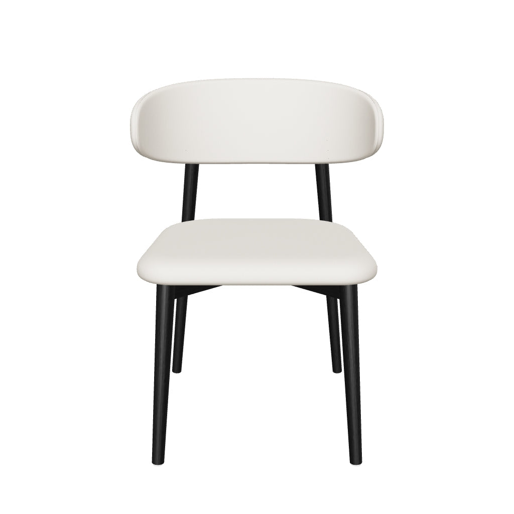 3D model of the Elora Ash Wood Dining Chair in Linen with a black ash frame