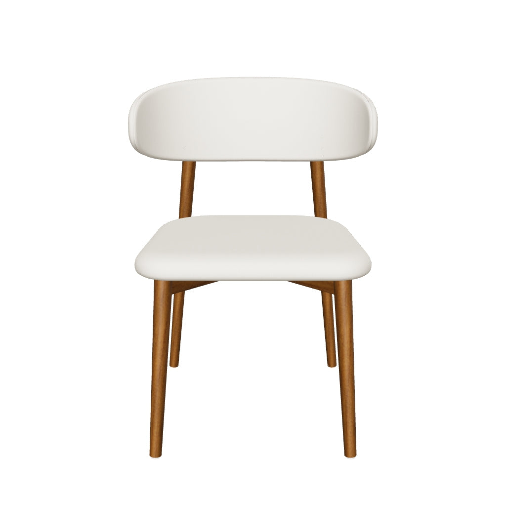 3D model of the Elora Ash Wood Dining Chair in Linen with a walnut-finished ash frame