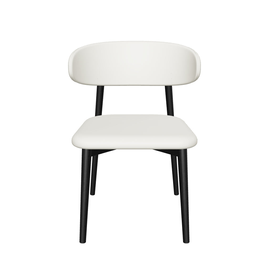 3D model of the Elora Ash Wood Dining Chair in cream Microfiber Leather with a black ash frame