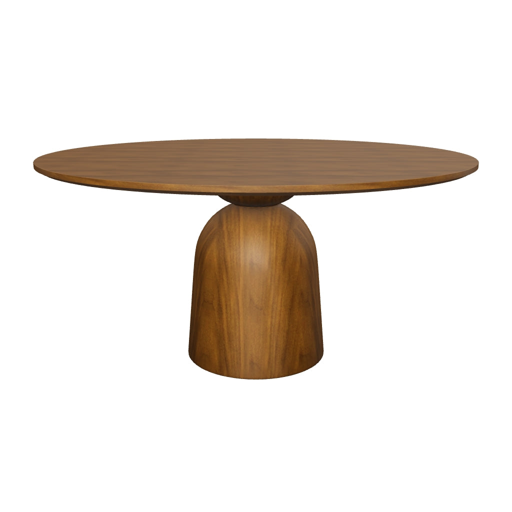 3D model of the Evelyn Round Dining Table, 59" (150 cm), walnut-finished ash top and sculptural pedestal base