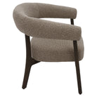 Direct side profile of the Rowan chair showcasing the ergonomic curve of the back and the clean lines of the dark wood frame.