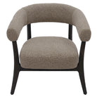 Full front studio view of the Rowan accent chair featuring brown textured upholstery and a dark espresso wood frame.