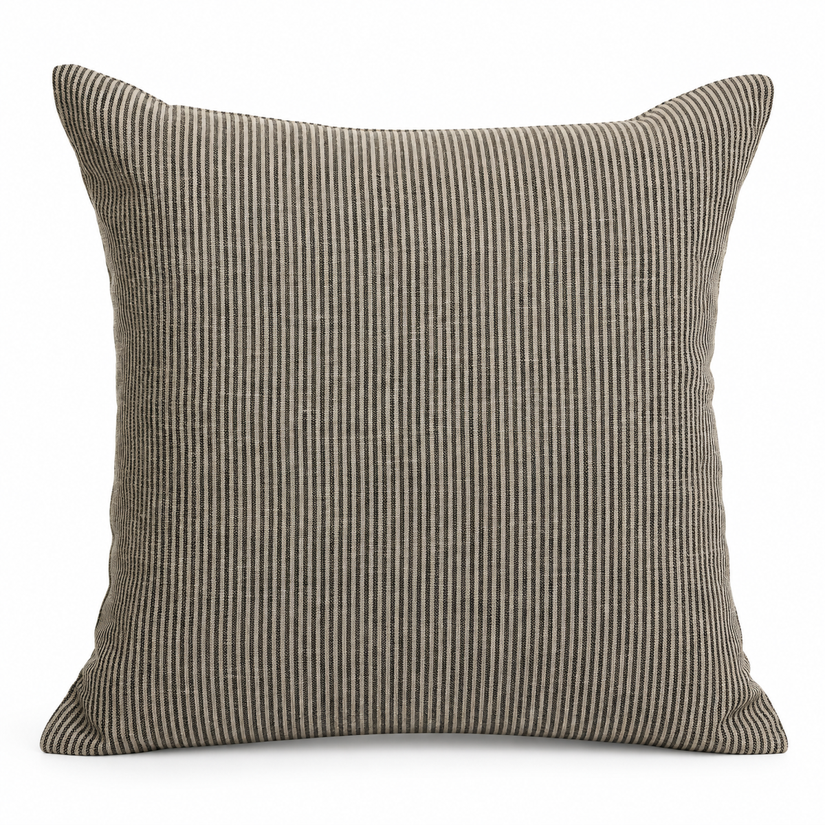 Rowan linen and black striped cushion 20 by 20 inches