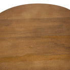 Close up view of the Ryn side table top surface, highlighting the natural wood grain pattern and warm tone.