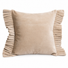 Sabine Beige Velvet Ruffle Cushion 17"x17"