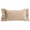 Sabine Beige Velvet Ruffle Lumbar Cushion 12"x22"