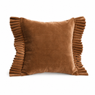 Sabine woodsmoke brown velvet cushion with pleated ruffles on two sides