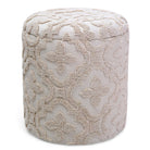 Decorative ottoman with intricate lace pattern on a white background