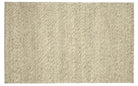Full overhead view of the rectangular Silas hand-woven wool rug featuring a solid textured cream ivory surface