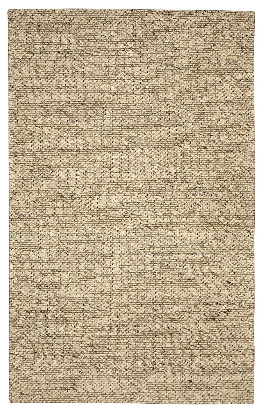 Full overhead view of the rectangular Silas hand-woven wool rug featuring a beige looped texture