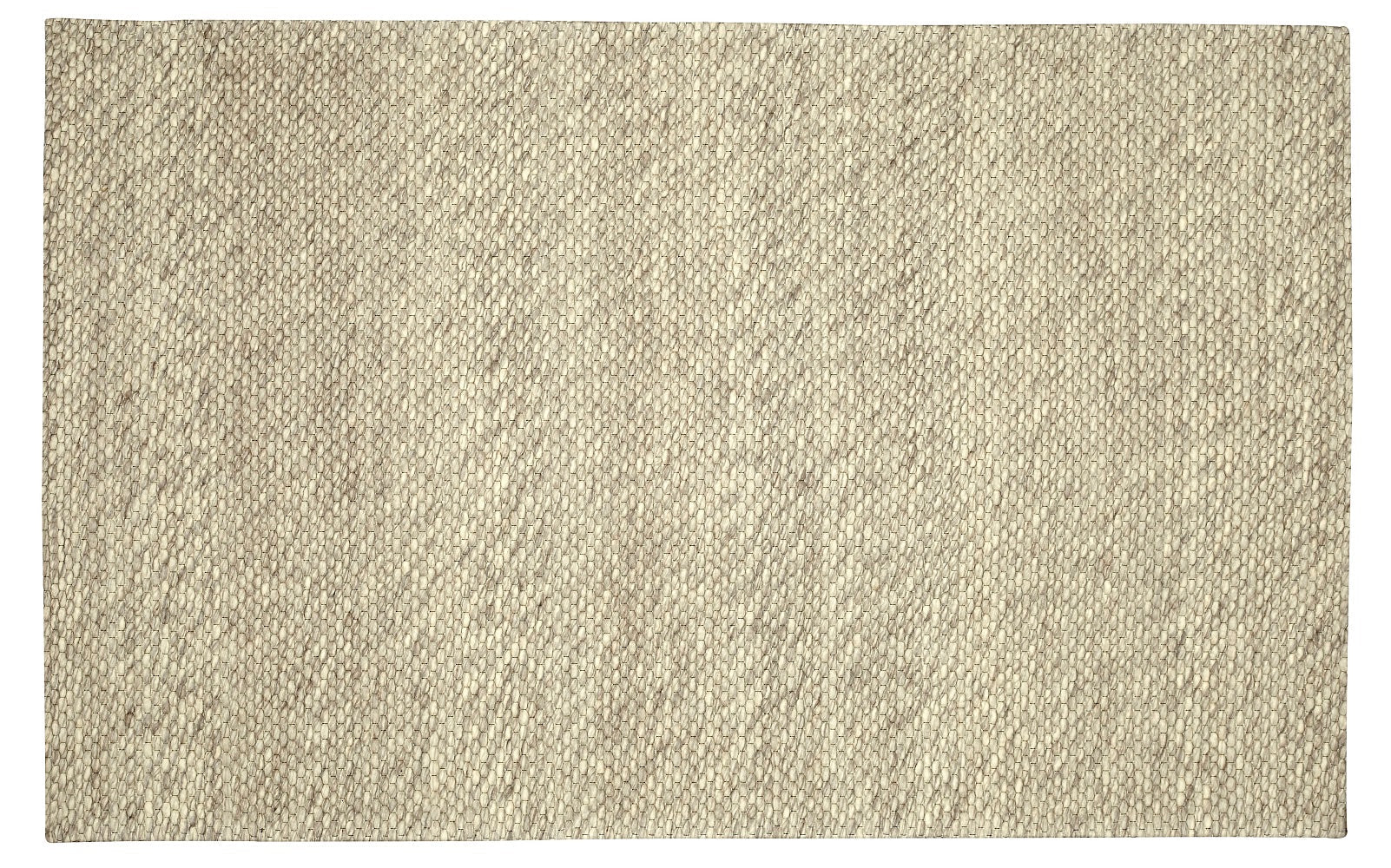 Full overhead view of the rectangular Silas hand-woven wool rug featuring a solid textured cream ivory surface.