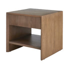 Three-quarter studio view of the Silva nightstand highlighting the smooth mango wood grain and modern block silhouette.