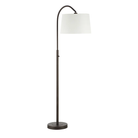 Solenne Arc Floor Lamp shown from the front in a painted bronze finish with an off-white linen shade.