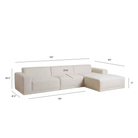 Three seater sofa with dimension on a white background.