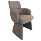 Gray textured armchair on a white background featuring the Soren Bouclé Dining Chair