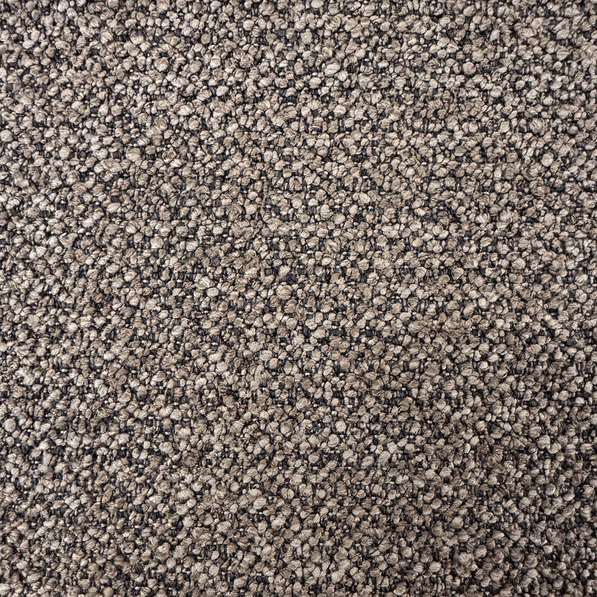 Close-up of the charcoal upholstery texture on the Soren Bouclé Dining Chair